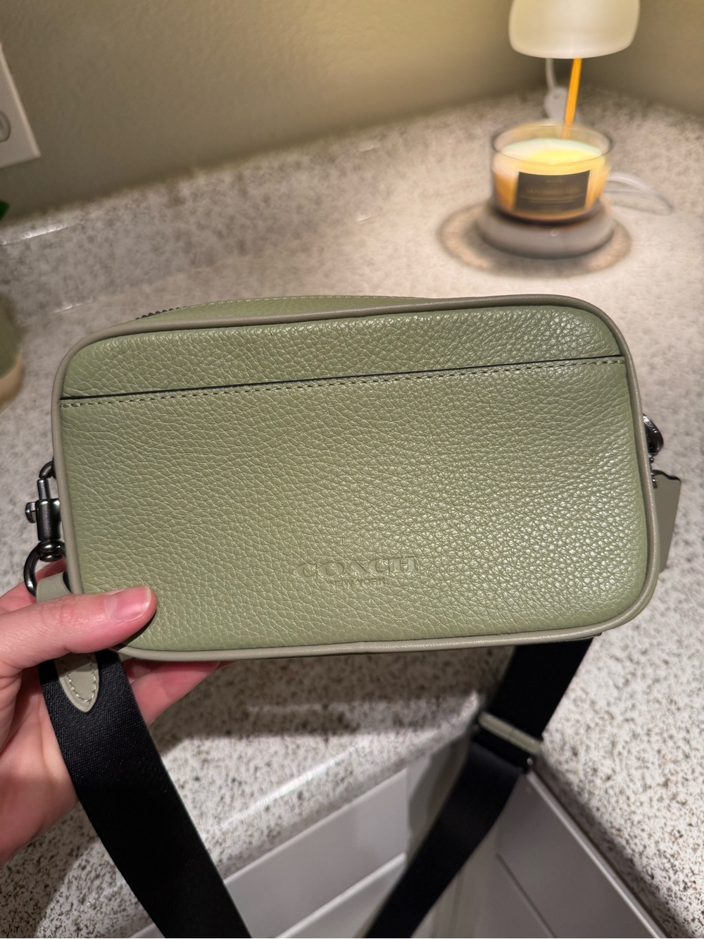 Coach Pebbled Leather Crossbody in Sage